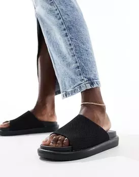 Черные тканевые шлепанцы French Connection