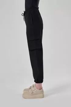 Черные тканые брюки карго с блестками и карманами Mizalle