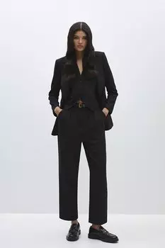 Черные тканые брюки со складками и детальными боковыми карманами Pieces of Melon