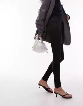 Черные тяжелые леггинсы в полный рост с глубоким поясом Topshop