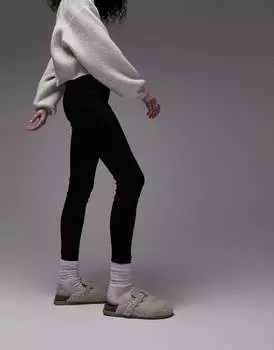 Черные тяжелые леггинсы в полный рост с глубоким поясом Topshop