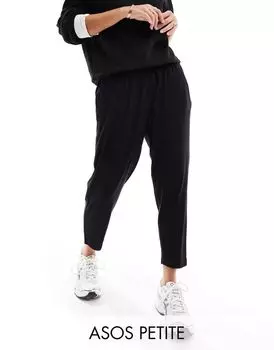 Черные трикотажные брюки-морковки ASOS DESIGN Petite Ultimate