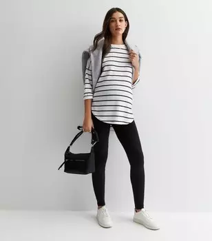 Черные трикотажные леггинсы с высокой талией для беременных New Look, черный