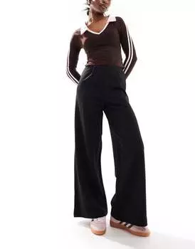 Черные трикотажные широкие костюмные брюки ASOS