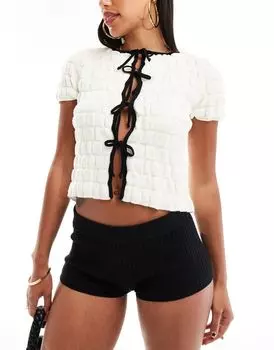 Черные трикотажные шорты с микрозапами Stradivarius STR