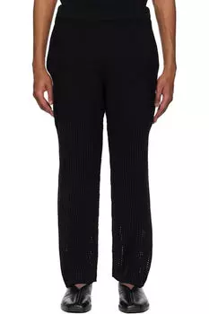 Черные трикотажные штаны в деревенском стиле HOMME PLISS ISSEY MIYAKE