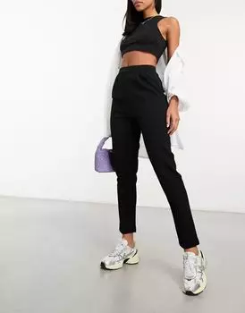 Черные трикотажные зауженные брюки ASOS