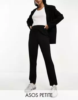Черные трикотажные зауженные брюки ASOS DESIGN Petite