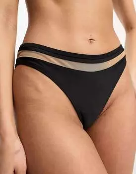 Черные трусики бикини из сетчатой ткани Hunkemoller с завышенной талией