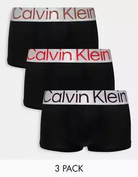 Черные трусы Calvin Klein с низкой посадкой и контрастным поясом