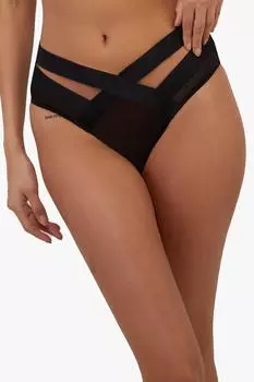 Черные трусы с высокой талией из сетки и эластичной ткани Etta Playful Promises, черный