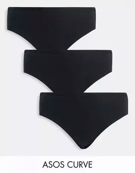 Черные трусы в рубчик ASOS DESIGN Curve 3