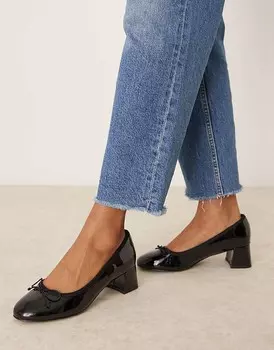 Черные туфли ASOS DESIGN – Shelley – на среднем каблуке и бантом