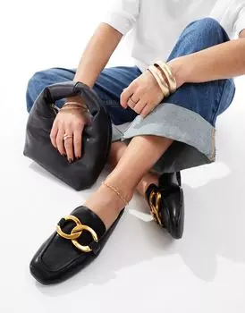 Черные туфли без каблуков ASOS DESIGN Mia
