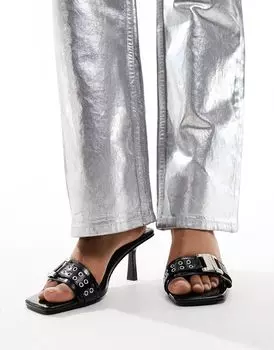 Черные туфли-лодочки на среднем каблуке с пряжкой и люверсами SIMMI London Bexley SIMMI Shoes