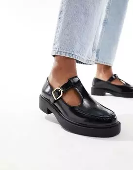 Черные туфли Мэри Джейн на плоской подошве ASOS Margo