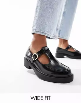 Черные туфли Мэри Джейн на плоской подошве ASOS DESIGN – Margo