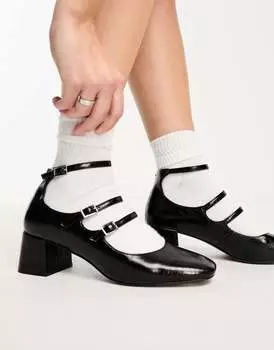 Черные туфли Мэри Джейн на среднем каблуке ASOS DESIGN Socco
