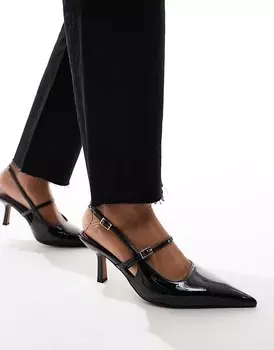 Черные туфли Мэри Джейн на среднем каблуке ASOS DESIGN Swipe