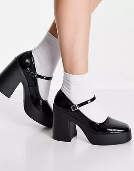 Черные туфли на каблуке Мэри Джейн на платформе ASOS DESIGN Penny