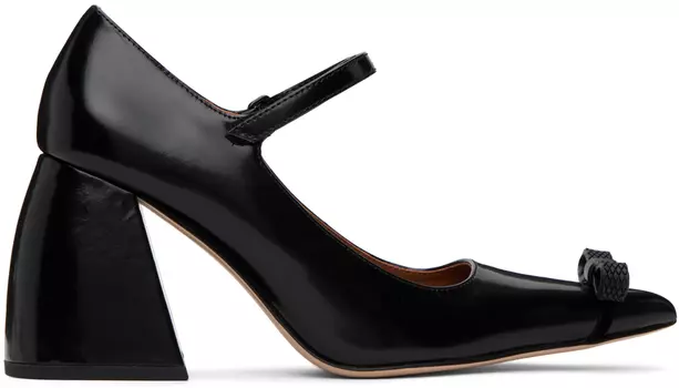 Черные туфли на каблуке с бантом Shushu/Tong