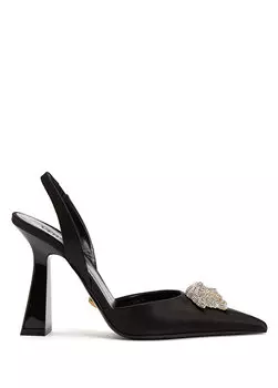 Черные туфли на каблуке с декором medusa Versace