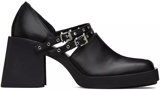 Черные туфли на каблуке с двумя ремешками Kim Justine Clenquet