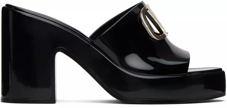 Черные туфли на каблуке с логотипом Valentino Garavani