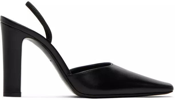 Черные туфли на каблуке с открытой пяткой The Row