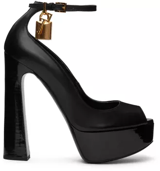 Черные туфли на каблуке с открытым носком TOM FORD