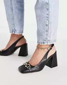Черные туфли на каблуке с ремешком на пятке ASOS DESIGN