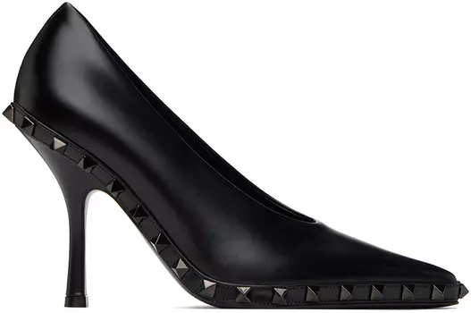 Черные туфли на каблуке с шипами Valentino Garavani
