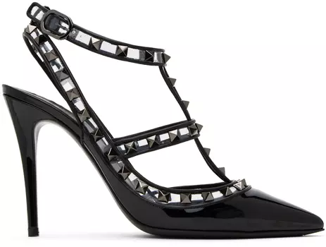 Черные туфли на каблуке с шипами Valentino Garavani