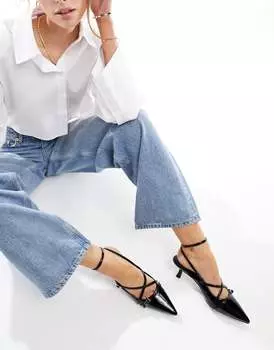 Черные туфли на низком каблуке с пряжкой ASOS Scottie