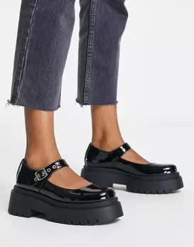 Черные туфли на плоской подошве на массивной подошве Heartbreak