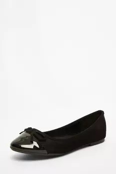 Черные туфли на плоской подошве QUIZ Clothing