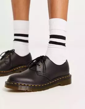 Черные туфли на плоской подошве с 3 глазами Dr Martens Vegan 1461