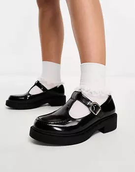 Черные туфли на плоской подошве с широкой посадкой ASOS DESIGN Margo Mary Jane