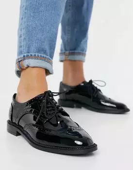 Черные туфли на плоской подошве со шнуровкой ASOS More