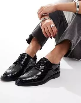 Черные туфли на плоской подошве со шнуровкой ASOS DESIGN More