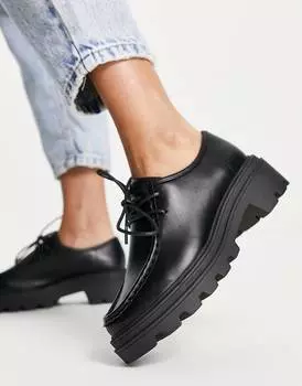 Черные туфли на шнуровке на плоской подошве ASOS DESIGN Marver
