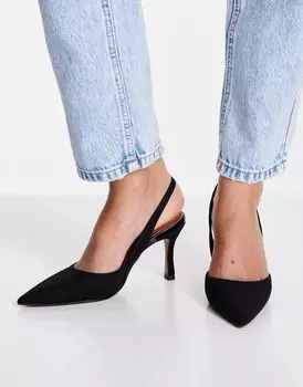 Черные туфли на шпильке с ремешком на спине ASOS Samber