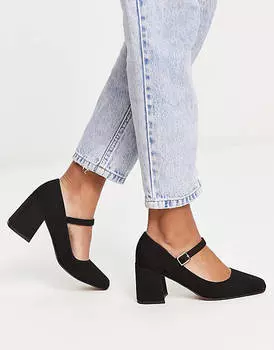 Черные туфли на среднем каблуке ASOS DESIGN Selene Mary Jane