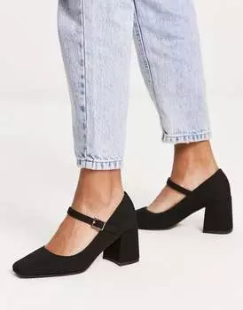 Черные туфли на среднем каблуке ASOS DESIGN Selene Mary Jane