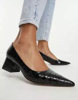 Черные туфли на среднем каблуке ASOS Saintblock