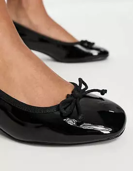 Черные туфли на среднем каблуке с бантом ASOS DESIGN Steffie