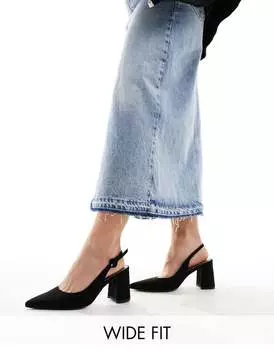 Черные туфли на среднем каблуке с открытой пяткой ASOS DESIGN Sutton