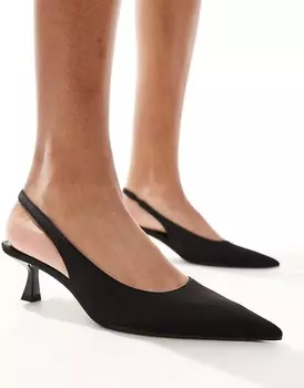 Черные туфли на среднем каблуке с ремешками на спине ASOS DESIGN Stroll