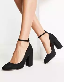 Черные туфли на высоком блочном каблуке ASOS Placid