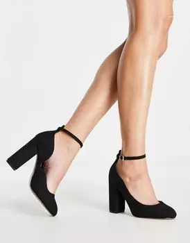 Черные туфли на высоком блочном каблуке ASOS Placid